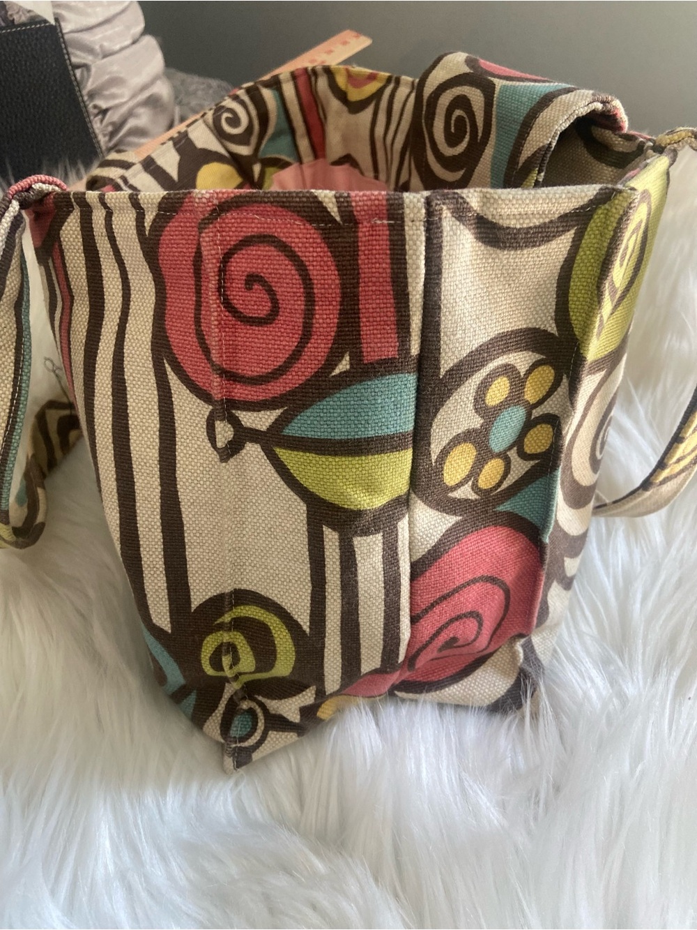 Handmade by “The Purse Lady” Canvas Patterned Tote Bag in Multi-Colors - Picture 5 of 9